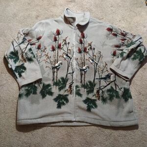 Vintage Blair Sweater WOMENS 2XL Fleece Oversized NatureBirds Full Zip Jacket